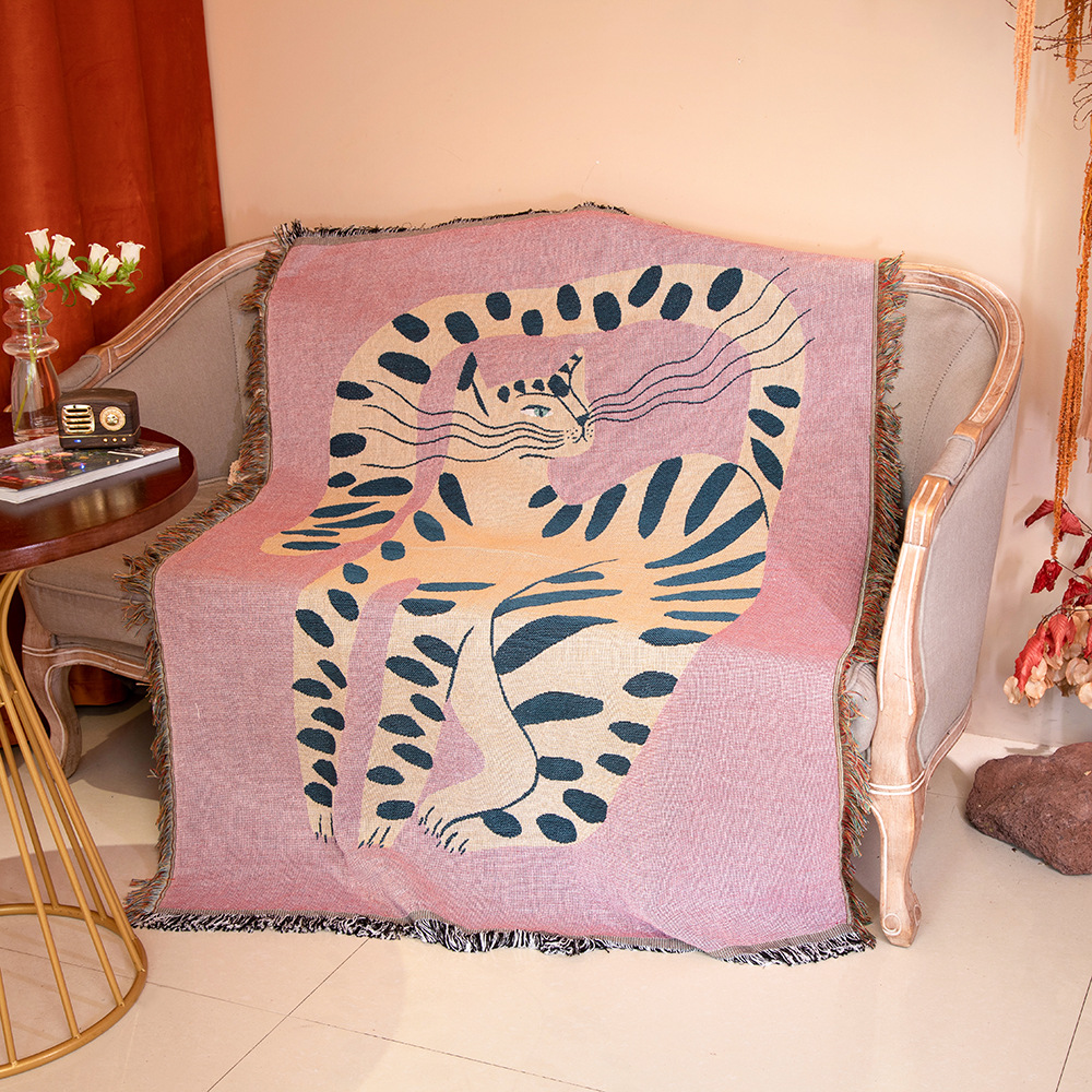 Boho Abstract Cat Jacquard Thr - Boho Throw Blanket Fringe review and price