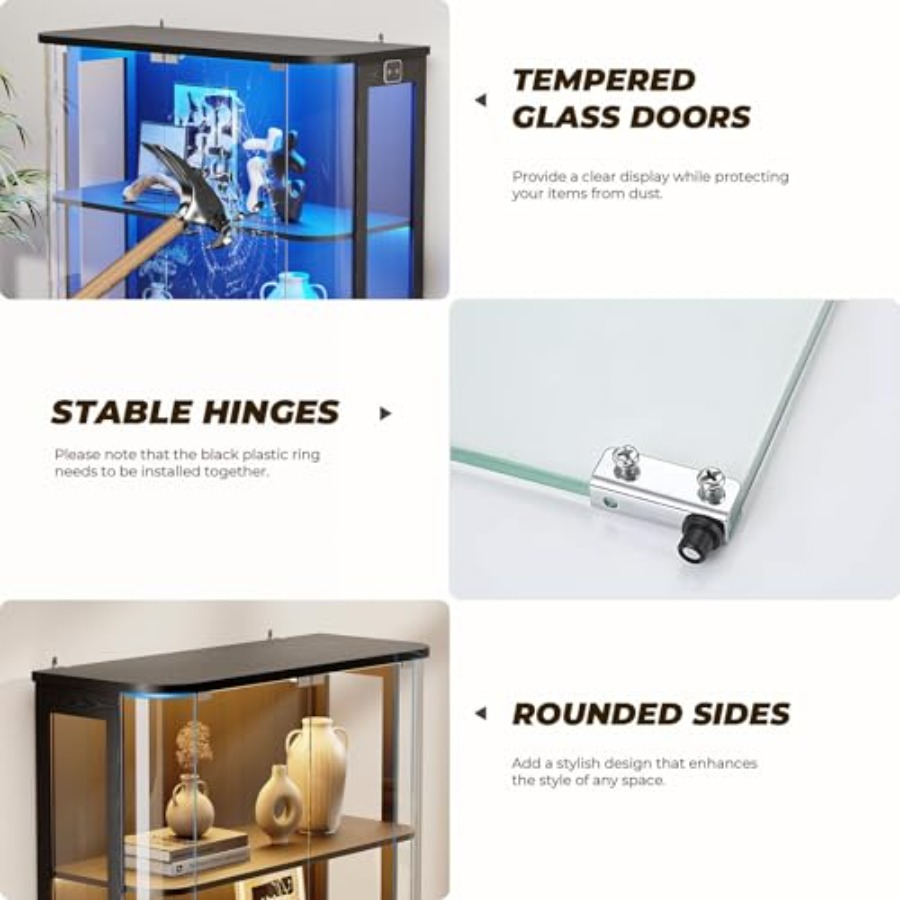 3-Tier Rounded Display Cabinet - Lighting review and price