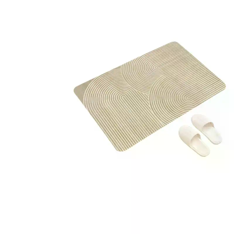 Beige Striped Diatomite Bath M - Quick Dry Diatomite Bath Mat review and price