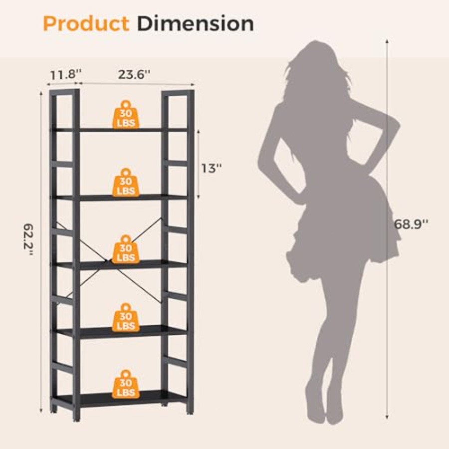 5-Tier Bookshelf, Modern Tall  - Storage & Organization review and price