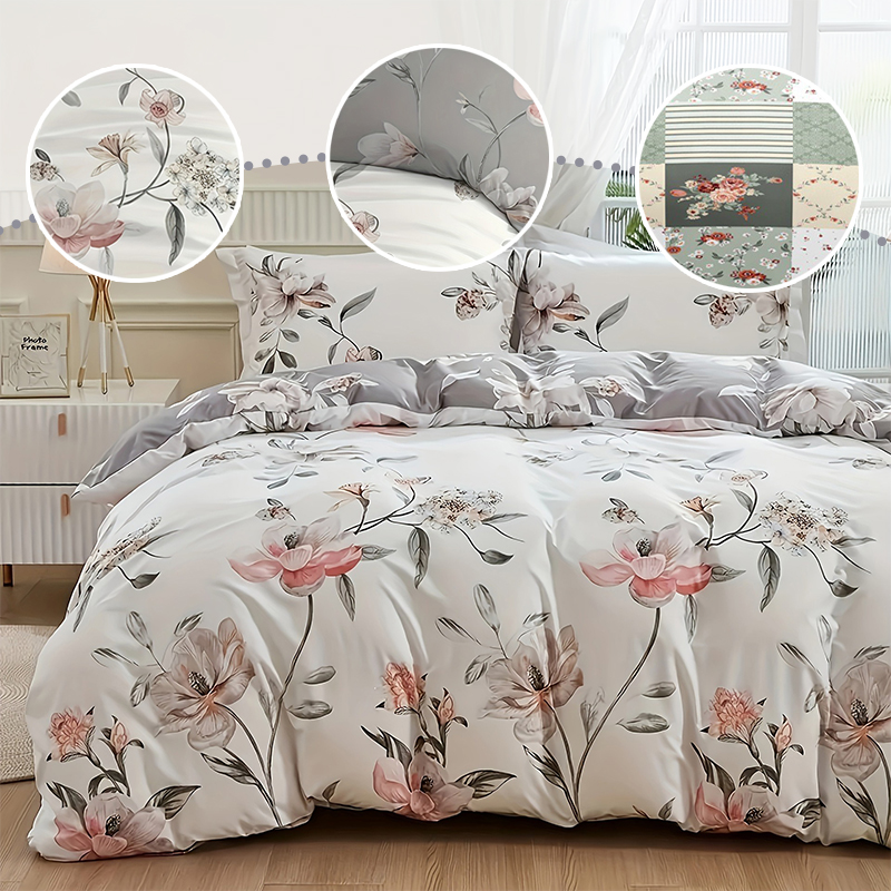2/3PCS Green Floral Duvet Cove - Aesthetic Floral Duvet Cover review and price