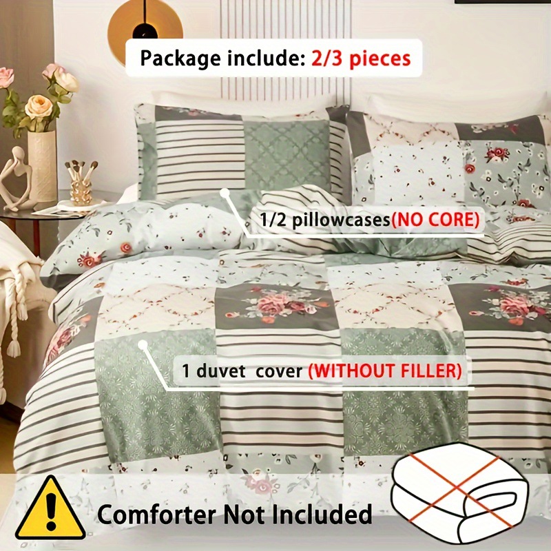 2/3PCS Green Floral Duvet Cove - Aesthetic Floral Duvet Cover review and price