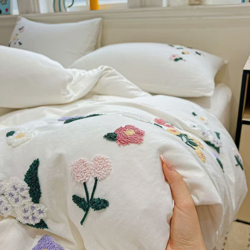 Aesthetic Floral Embroidery Du - Aesthetic Floral Duvet Cover review and price
