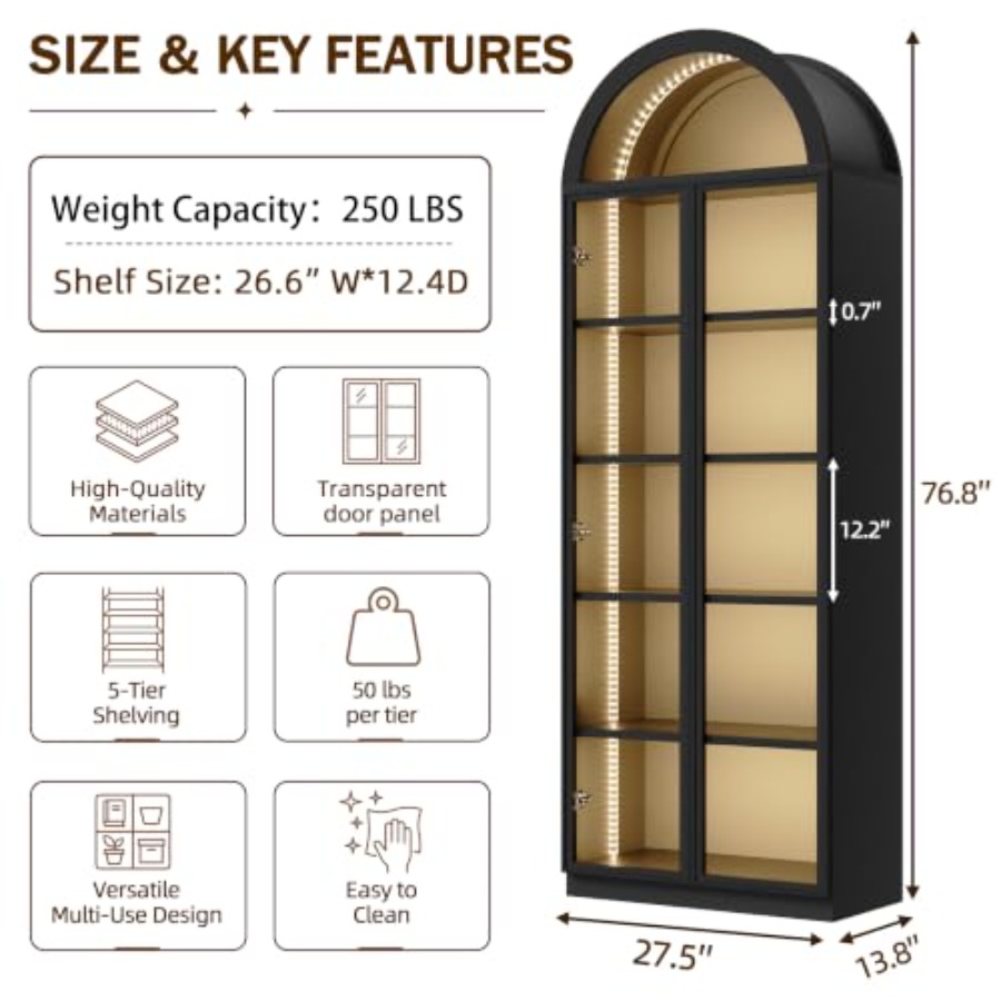 Arch display cabinet for livin - Lighting review and price