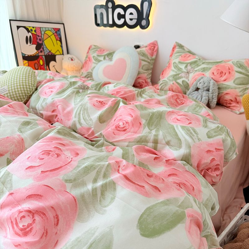 Pink Rose Duvet Cover Set with - Duvet Cover Sets With Zipper review and price