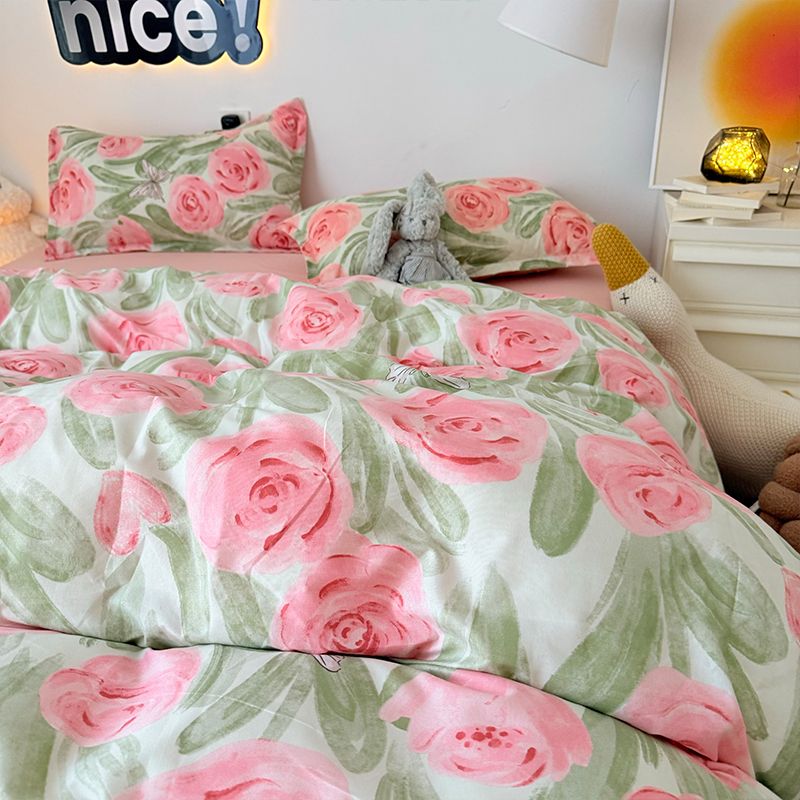 Pink Rose Duvet Cover Set with - Duvet Cover Sets With Zipper review and price