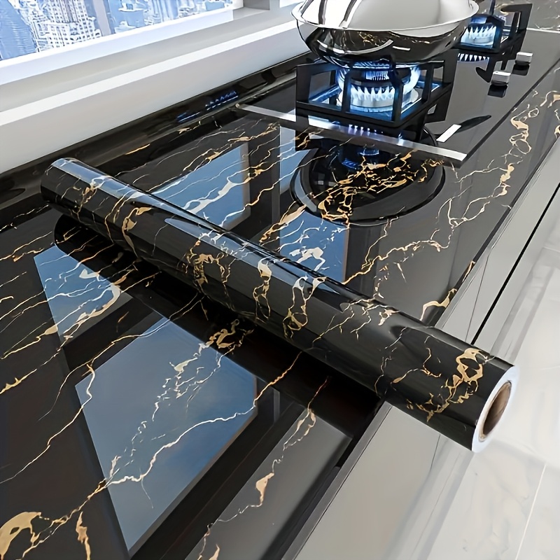 1pc Luxury Black Marble Wallpa - Kitchen review and price