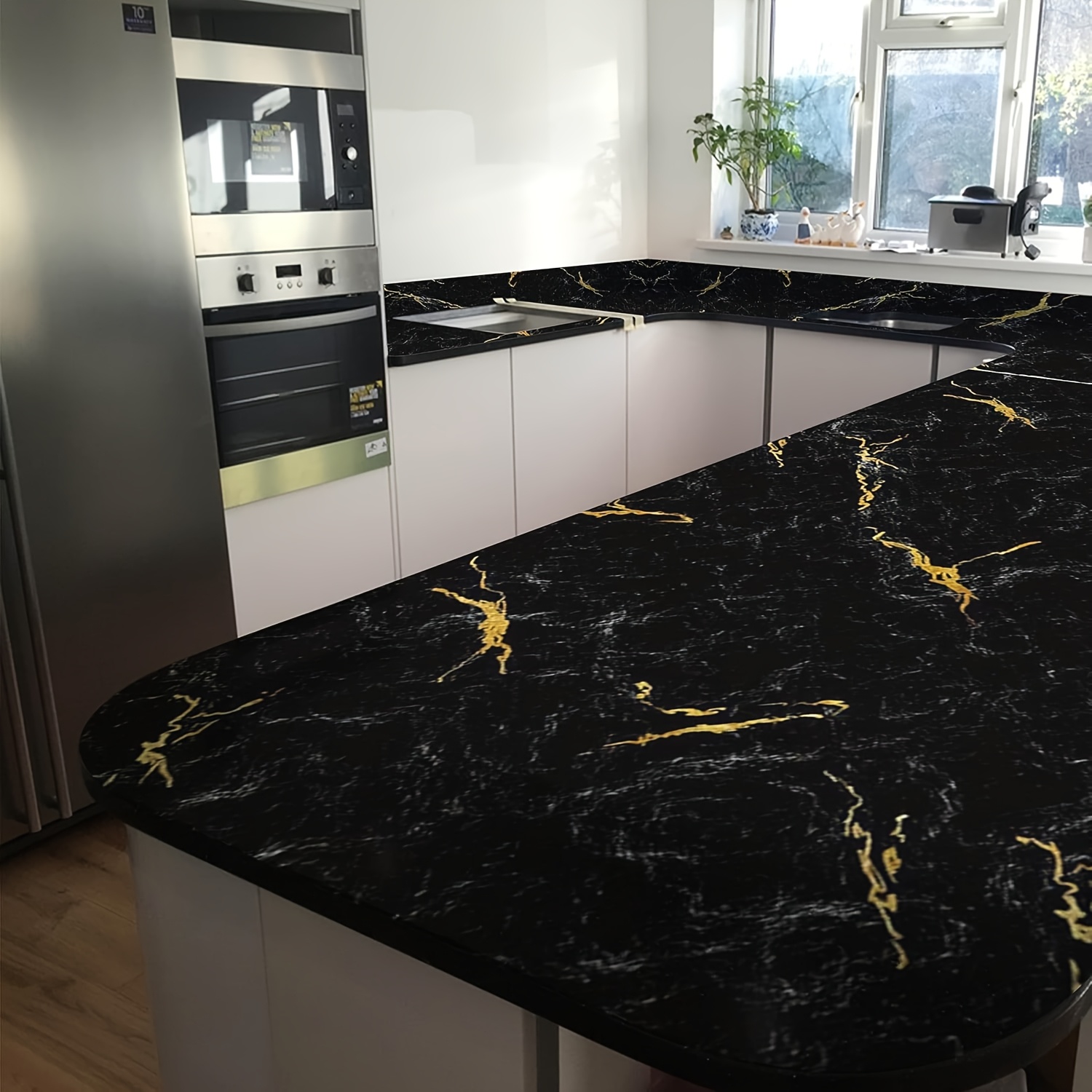 1pc Luxury Black Marble Wallpa - Kitchen review and price