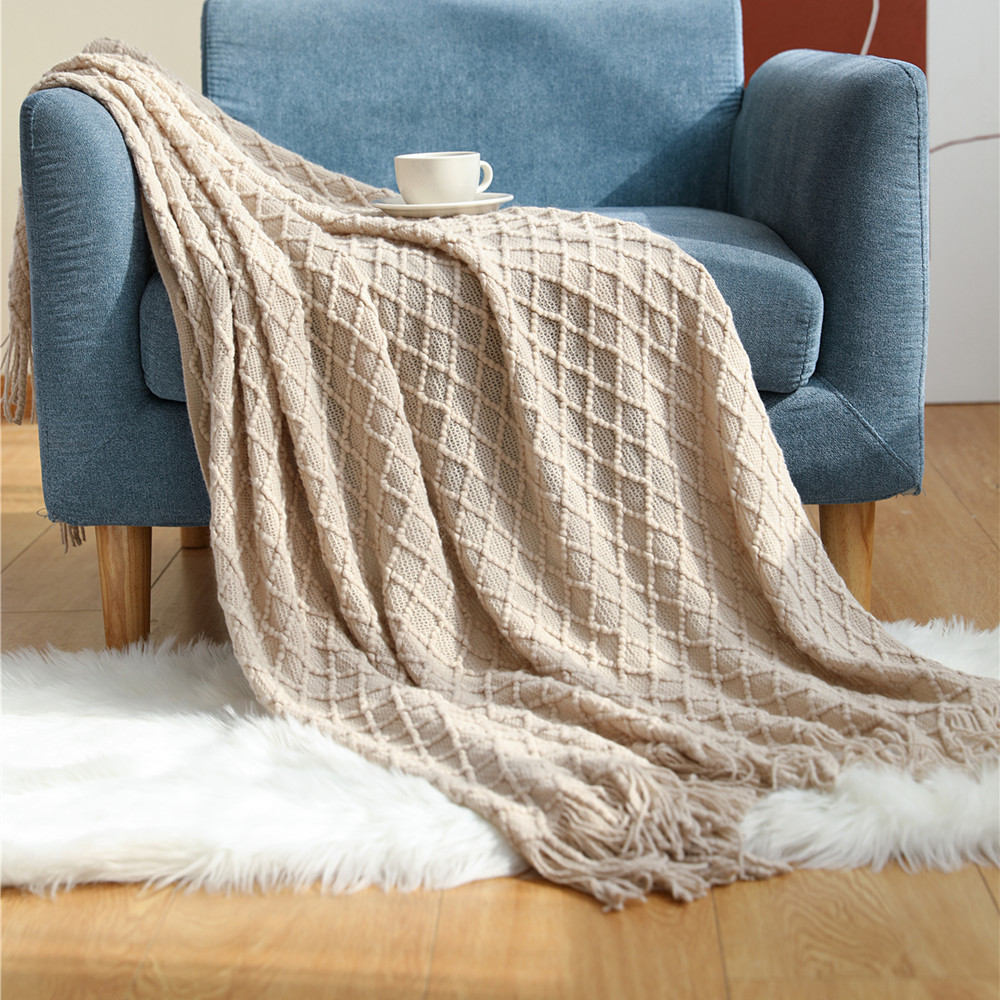 Textile City Diamond Knit Thro - Boho Throw Blanket Fringe review and price